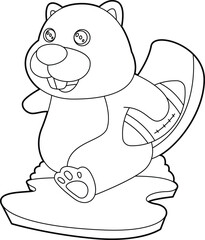 Beaver American Football Sports Animal Vector Graphic Art Illustration