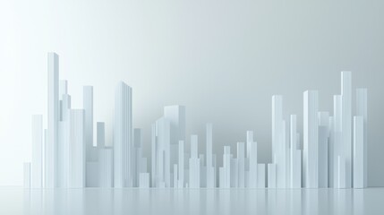 A 3D rendering of a cityscape with tall buildings and skyscrapers.