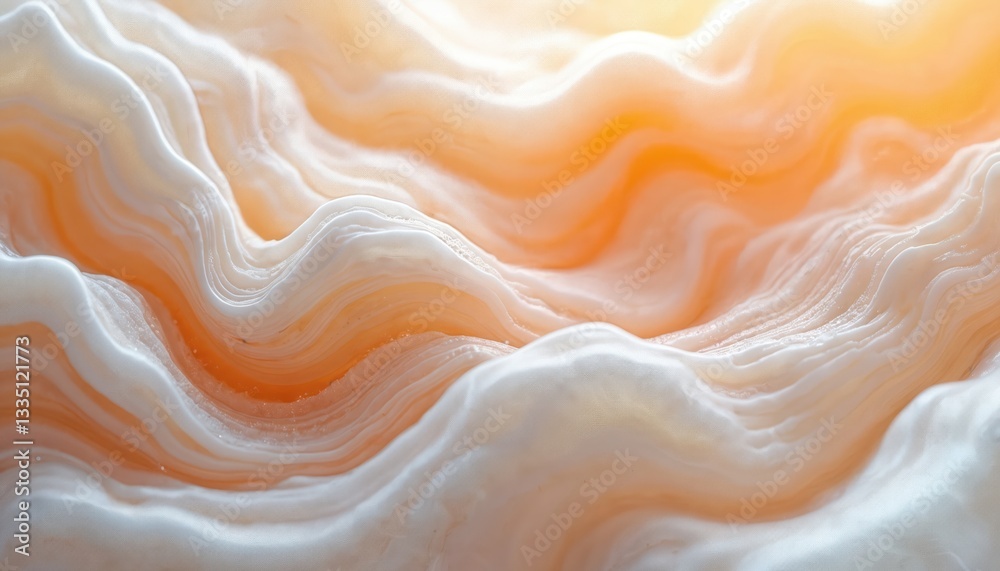 Poster beautiful intricate design made of white, orange stone. textured smooth movement background. nature 