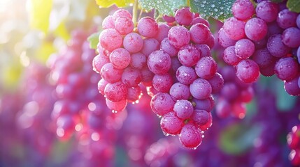 Fresh red grapes on the vine