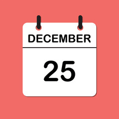 December 25. Daily Calendar icon for design. Simple design for business brochure, flyer, print media, advertisement. Easily editable.