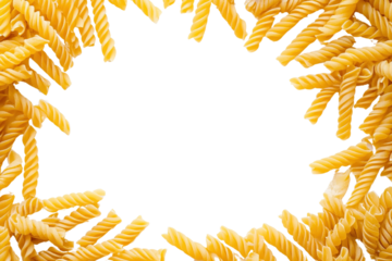 Frame made of raw pasta isolated on transparent background. clipping path. png.