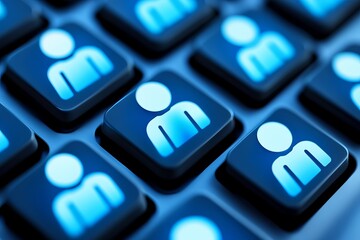 Abstract Blue Digital User Interface Network People Icons Technology Background Modern Design Professional Business Social Media Online Communication 