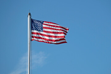 Historic 35-star American flag, official U.S. flag during Civil War years of 1863-65.
