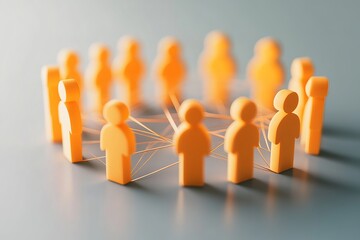 Abstract Network Connection Orange Figures Global Teamwork Business Collaboration People Digital Illustration Modern Technology Social Media Online   