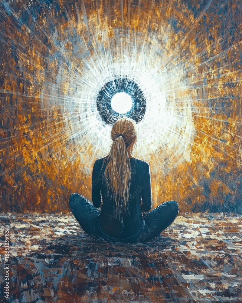 Poster exploring inner peace during an extraordinary eclipse experience
