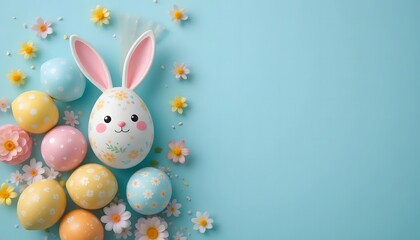 Obraz premium Pastel Bunny Wonderland blue background