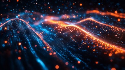 Obraz premium Business data abstract flowing stream of information data visualization concept