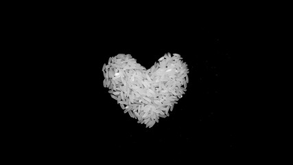 photo of a rice grain in form of a heart shape on background
