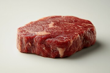 Fototapeta premium Freshly cut beef steak showcasing appetizing marbling and rich color, poised for grilling and culinary delight