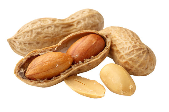 peanuts isolated on white background PNG. AI Generated 