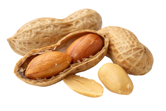 peanuts isolated on white background PNG. AI Generated 