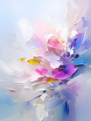 Vibrant pastel flowers in abstract art evoke springtime joy and beauty