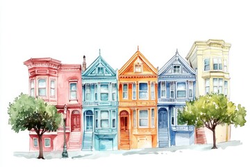 Fototapeta premium Colorful Victorian row houses, San Francisco