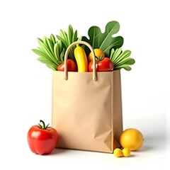 Fresh and Healthy Groceries: A Bag Full of Nutritious Fruits and Vegetables"







