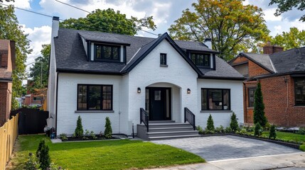 Elegant Residential Home: A picturesque residential home showcases refined architecture, featuring a pristine facade, immaculate landscaping, and timeless appeal.