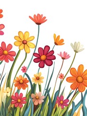 Obraz premium cheerful_cartoon_daisies_on_white_background