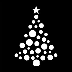 Simple vector illustration of a white Christmas tree with ornaments and a star on top. Perfect for holiday designs, greeting cards, or website graphics. Clean and modern style.