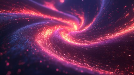 Obraz premium Abstract cosmic vortex with swirling trails of glowing particles in shades of pink and blue. 
