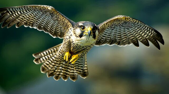 Peregrine Falcon in Flight: Dynamic Aerial View of a Bird of Prey