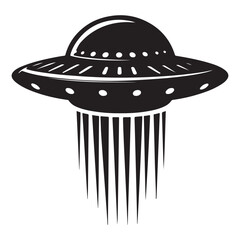 Black and White UFO Silhouette Vector Illustration Design Template