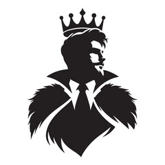 Silhouette of a King with Crown Vector Art Majestic Ruler
