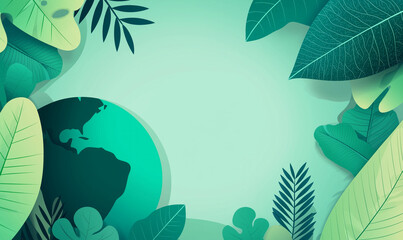 Green-themed design featuring a globe surrounded by leaves, ideal for environmental concepts.