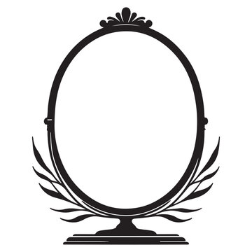 recommend clip art: Ornate Oval Vanity Mirror Silhouette Artwork Elegant Design