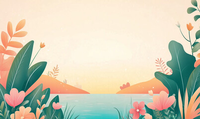 Celebrating world environment day with vibrant floral landscapes serene waters nature artwork tranquil setting aesthetic viewpoint eco-friendly concept