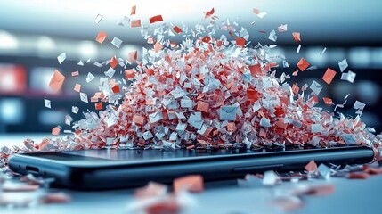 Exploding emails on a smartphone.