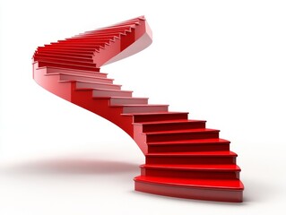 Obraz premium Crimson Ascent: A Modern Spiral Staircase Design. A vibrant red staircase curves gracefully, symbolizing progress and architectural innovation.