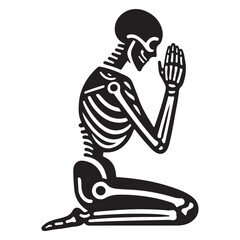 Praying Skeleton Silhouette Vector Illustration Symbolizing Reflection and Acceptance