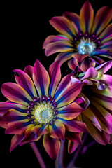 Fluorescent Gazania Flowers under Ultraviolet Light