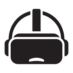 Black Vector Illustration of Virtual Reality Headset Technology Revolution