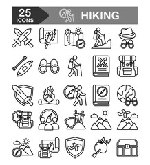 Hiking icons set. Vector icons for web design isolated on white background