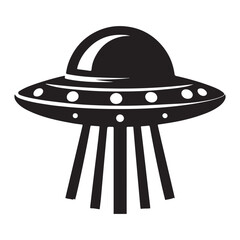 UFO Alien Spaceship with Beams Silhouette Vector Illustration