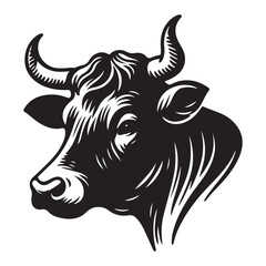Strong Bull Silhouette Vector Illustration for Farm or Agriculture Concepts