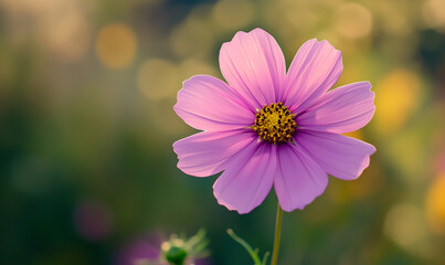 Fototapeta premium Celebrating world environment day vibrant pink flower in natural garden setting close-up photography inspiring nature awareness