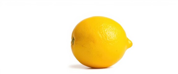 A single, ripe lemon, isolated on a pure white background, peel, macro