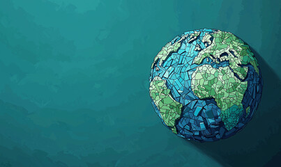 Celebrating world environment day global awareness eco-friendly practices artistic representation natural landscapes vibrant mosaics