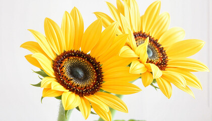 Naklejka premium Vibrant sunflowers blooming in bright sunlight, cheerful beauty