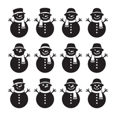 set of funny cartoon snowman