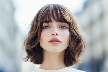 stylish modern haircut captured in soft natural lighting showcasing latest trend in hairstyling techniques against