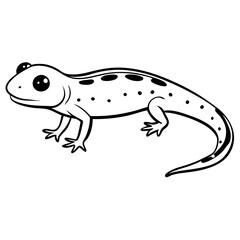 Naklejka premium a detailed monochrome illustration of a salamander, featuring a spotted pattern, with a friendly facial expression