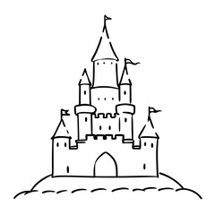 Fototapeta premium a castle with towers and flags