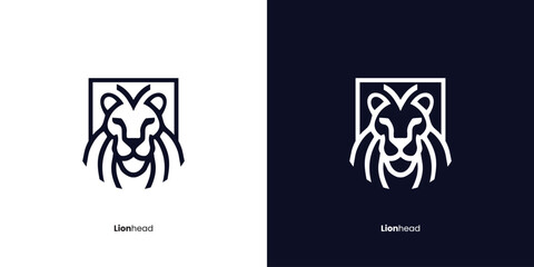 Lion head geometric vector logo icon design, Symbol tiger illustration templates