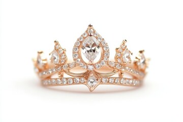 Obraz premium Diamond studded crown for a princess on a white backdrop