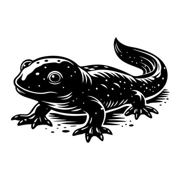 black salamander walking, side view clip art preview