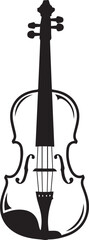 A Timeless Violin Silhouette, A Symbol Of Elegant Musical Expression In Bold Black Against A Stark White Background