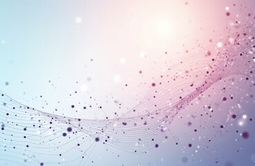 Abstract background featuring connected dots, lines. Tech design with network diagram, molecular structure. Clean, sleek presentation in pastel colors. Modern, futuristic aesthetic. Scientific,